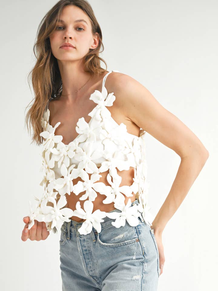 Bloom Overlay Floral Top LT1782 for wholesale by EB LUXE