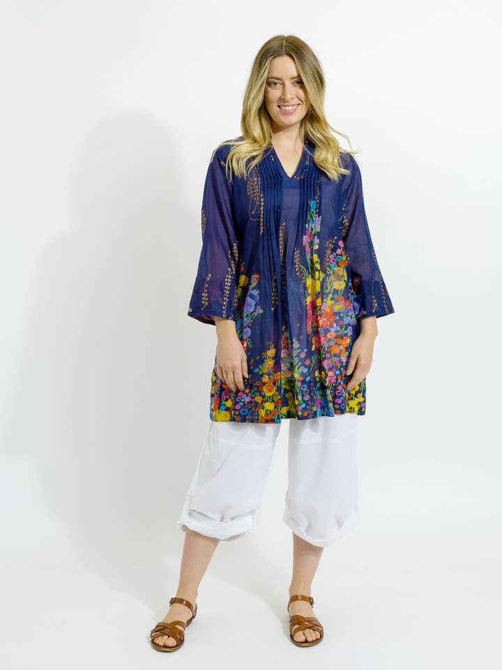 Tully Top In Navy Spring for wholesale by Mozaic by Euro Dreaming