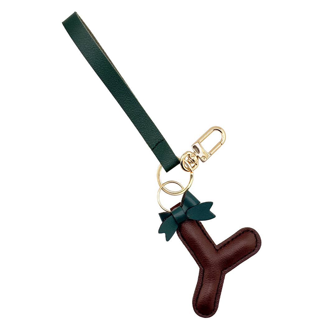 Fashion City - Wholesale Keychain – Women's - Alphabet with Bow Faux Leather Key Chain Bag Charm7