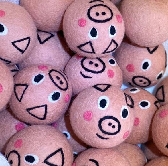Wool Haus - Wholesale Dryer Balls - Wool Dryer Balls Pink Piggy Pack Hand Felted1