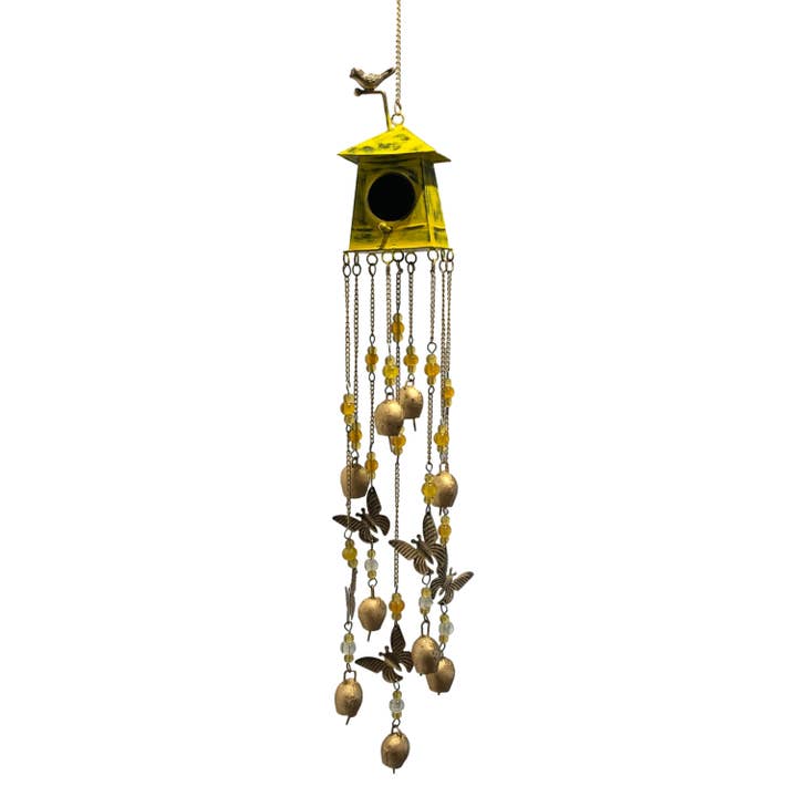 Wilco Home - Wholesale Bird House - Fiesta Birdhouse Windchime with Ornaments & Mini Cowbells