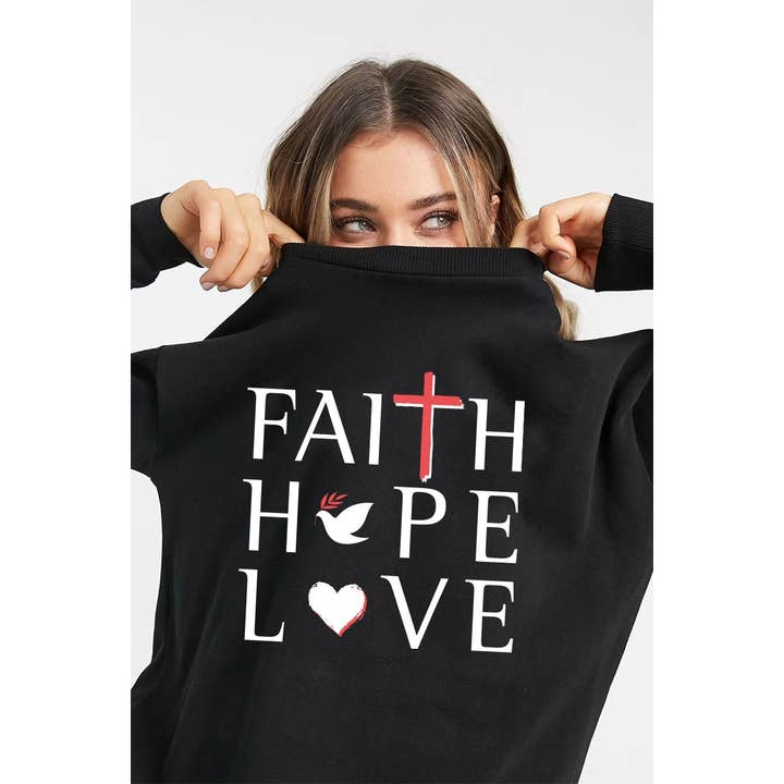 FAITH HOPE LOVE GRAPHIC SWEATHERSHIRT for wholesale by nobarand