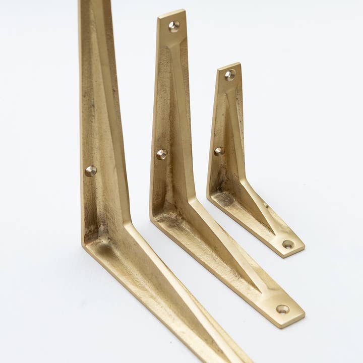 Satin Brass Shelf Brackets - Heavy Duty Solid Brass for wholesale by Brass bee
