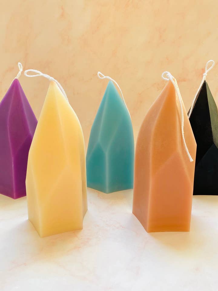 Oversized Gemstone Point Beeswax Candle for wholesale by Maple + Love