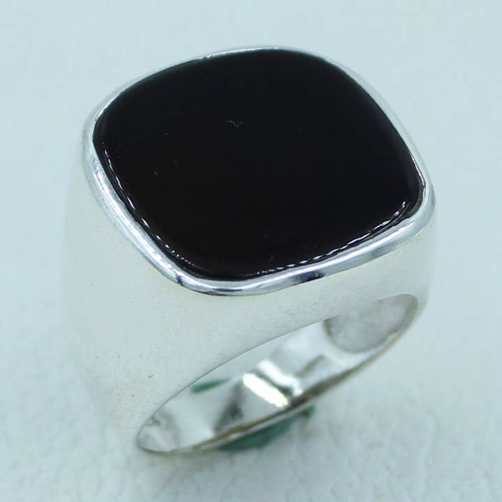 Mens Onyx Ring - Unisex Ring for wholesale by Silvex Jewelry