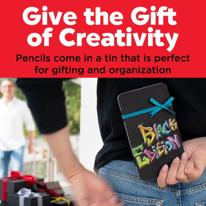 Faber-Castell / Creativity for Kids - Wholesale Colored Pencil - Super Soft Black Edition Colored Pencils, Gift Tin of 12
