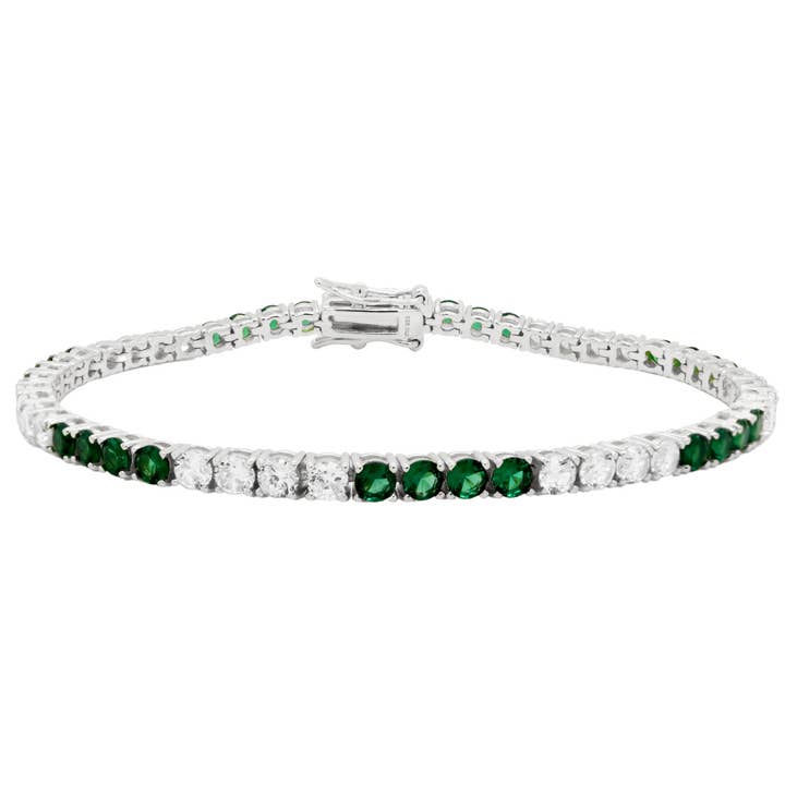 Rhodium Plated Sterling Silver CZ Tennis Bracelet for wholesale by Dlux Jewels