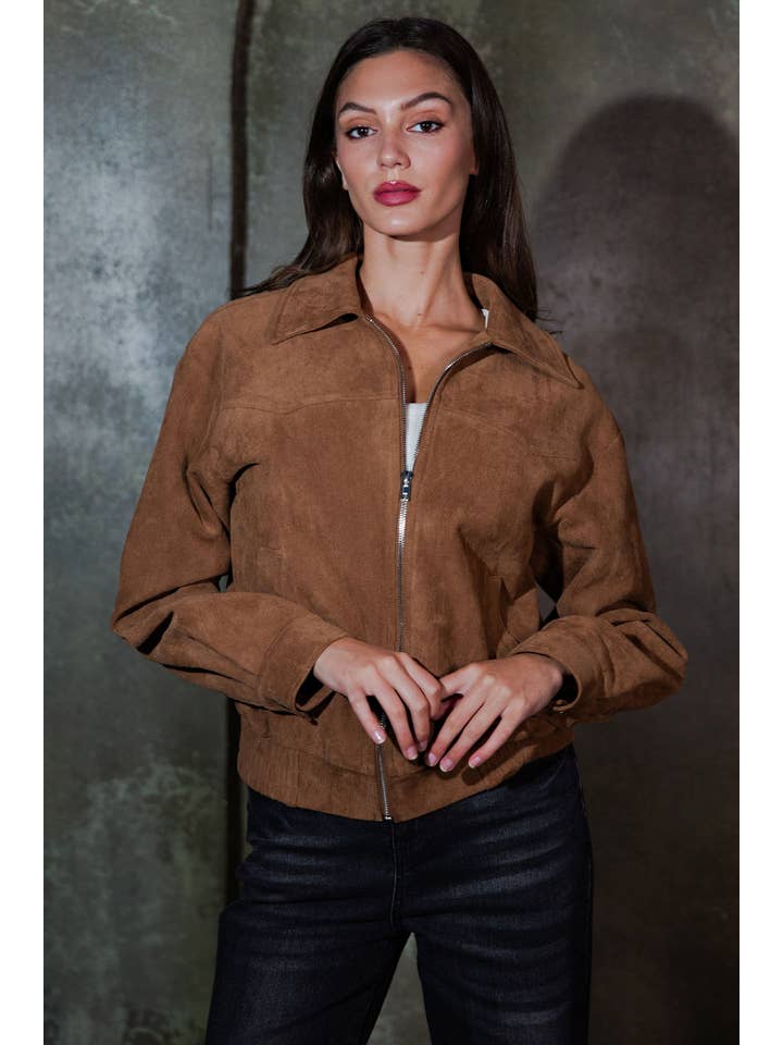 PORSHA - Wholesale Jacket - Women's - Western Faux Suede Bomber Jacket2