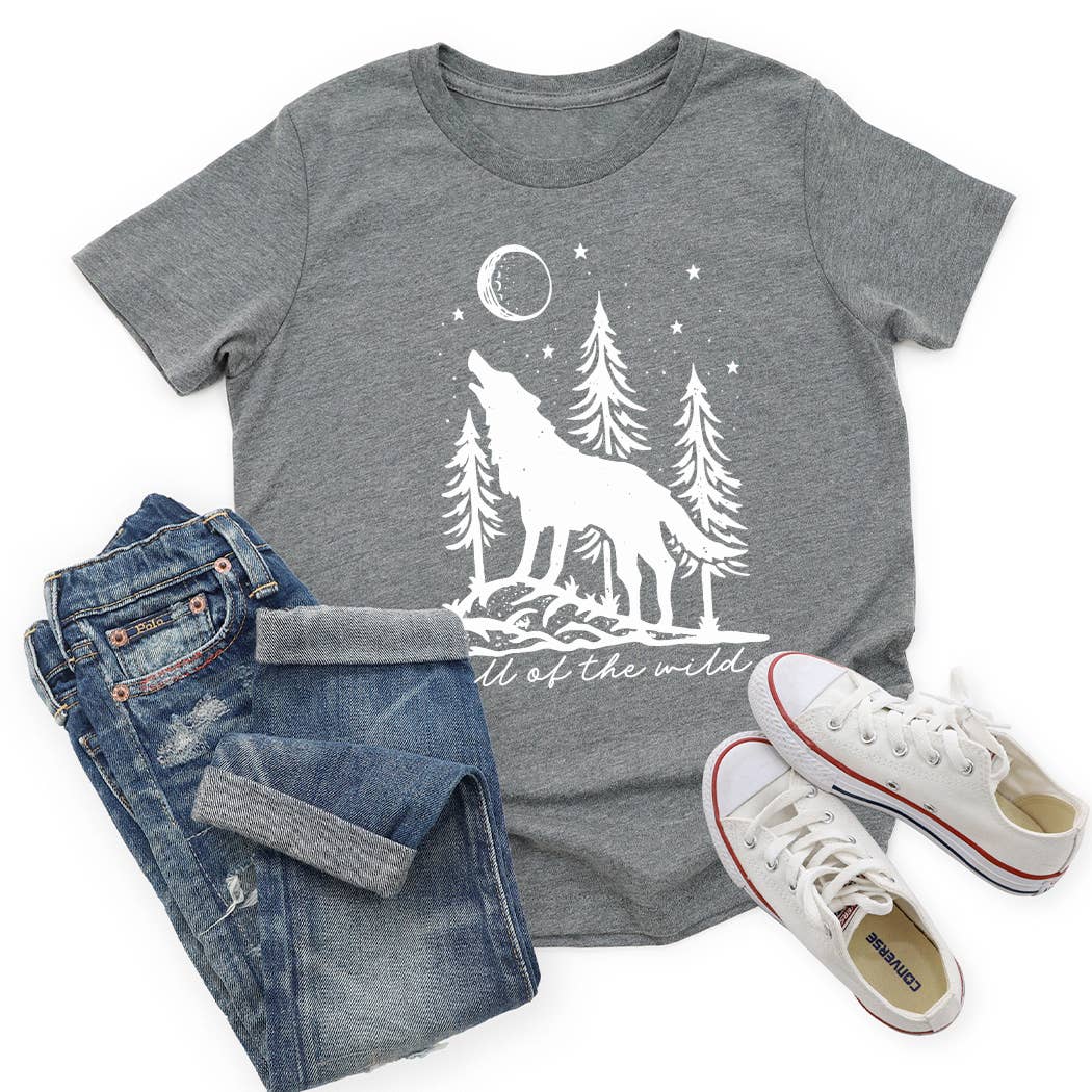 Kids By Kissed Apparel - Wholesale Screen Printed T-Shirt - Kids - Call of the wild wolf and moon graphic tee1