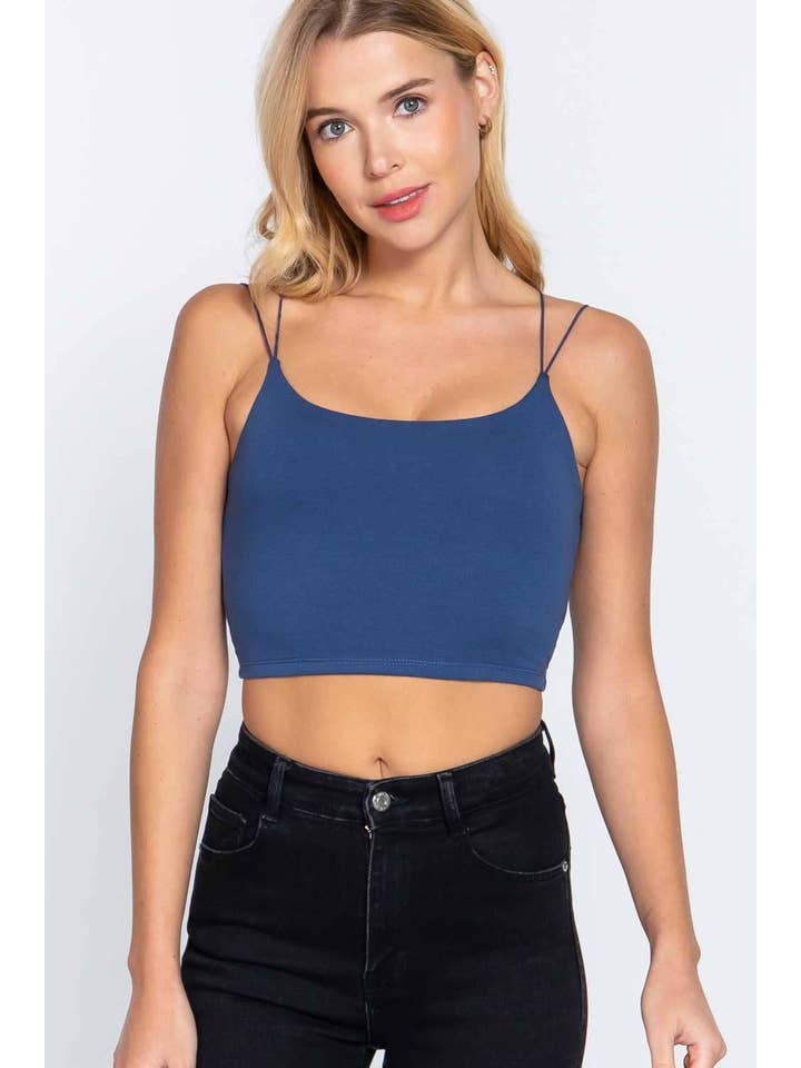 Vanilla Monkey - Wholesale Tank Top - Women's - Round Neck Elastic Strap Two Ply Knit Cami Crop Top1