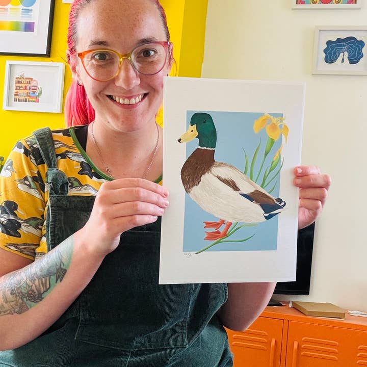 Pixiecraft - Wholesale Art Print - Mallard Duck Art Print- British Wildlife Illustration for Nature Lovers6