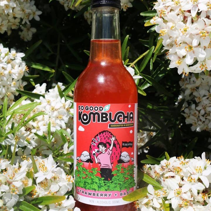 So Good Kombucha – wholesale Kombucha – So Good Kombucha- Strawberry & Basil BBE August 20251