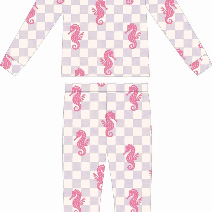 Shae & Palmer - Wholesale Sleepwear Set - Kids - PREORDER! Seahorse Splash- Purple – Toddler Two-Piece Pajama