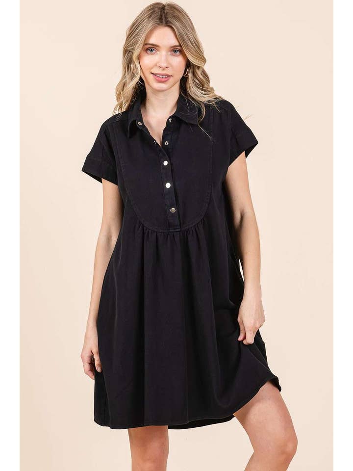 mittoshop – Engroshandel Kjole - Dame – TWILL KORTÆRMET MINIKJOLE MED KRAVE23