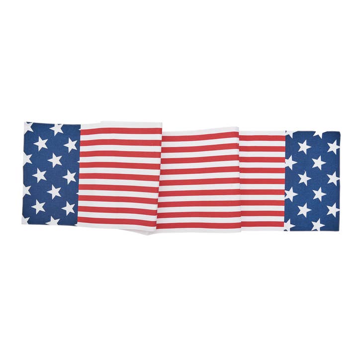 Patriotic Stars & Stripes Flag 4th Of July Table Runner for wholesale by C&F Home