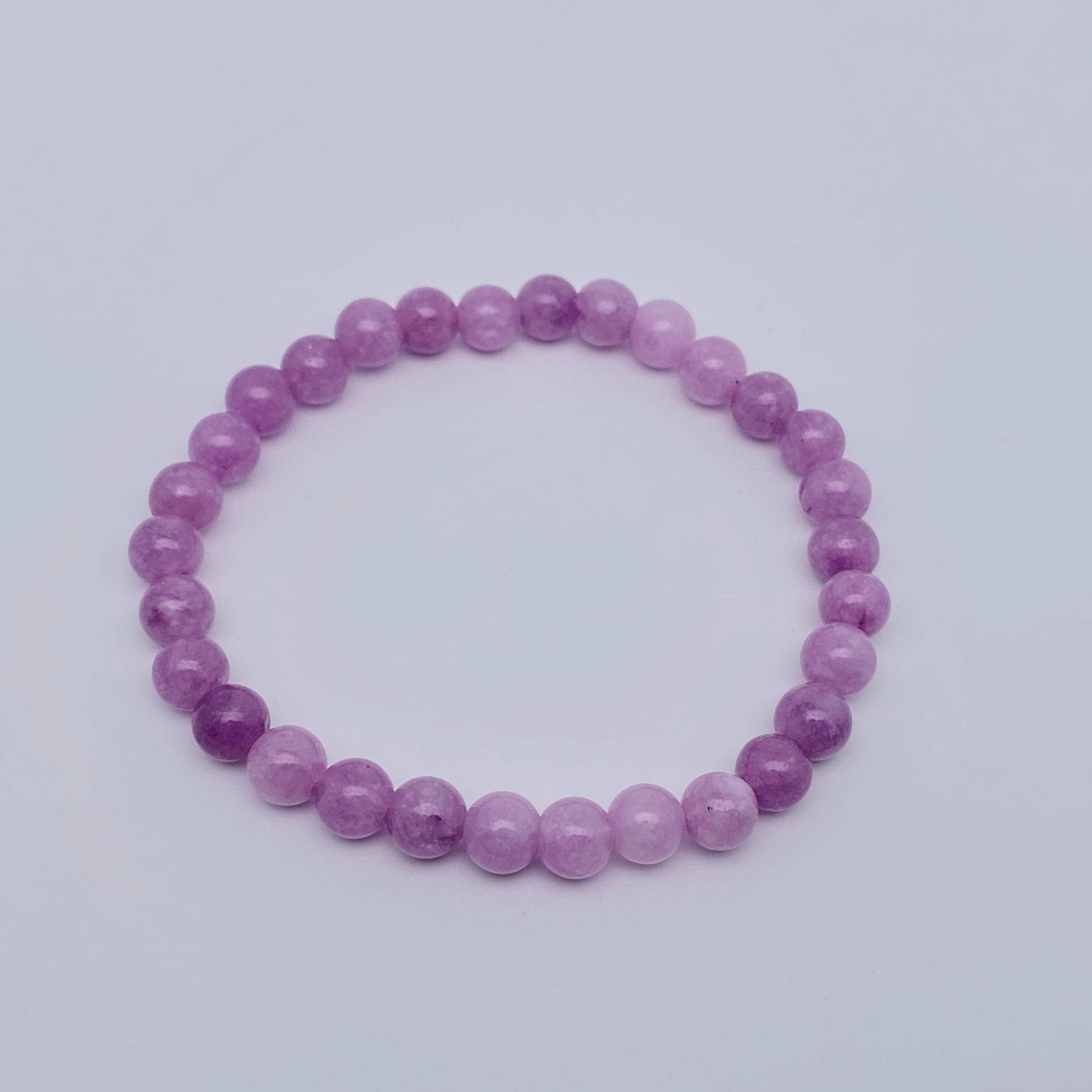 Purple Kunzite Natural Stone Elastic Rope Bracelet for wholesale on Faire2