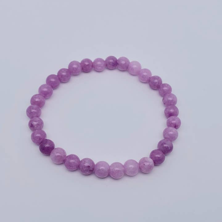 Purple Kunzite Natural Stone Elastic Rope Bracelet for wholesale on Faire2