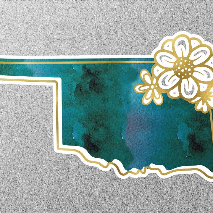 Sticker van Oklahoma State met bloemen voor wholesale door GraffMerch.com