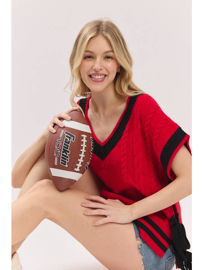 Sewn and Seen - Wholesale Sweater Vest - Women's - Cable Knit Varsity Sweater Vest20