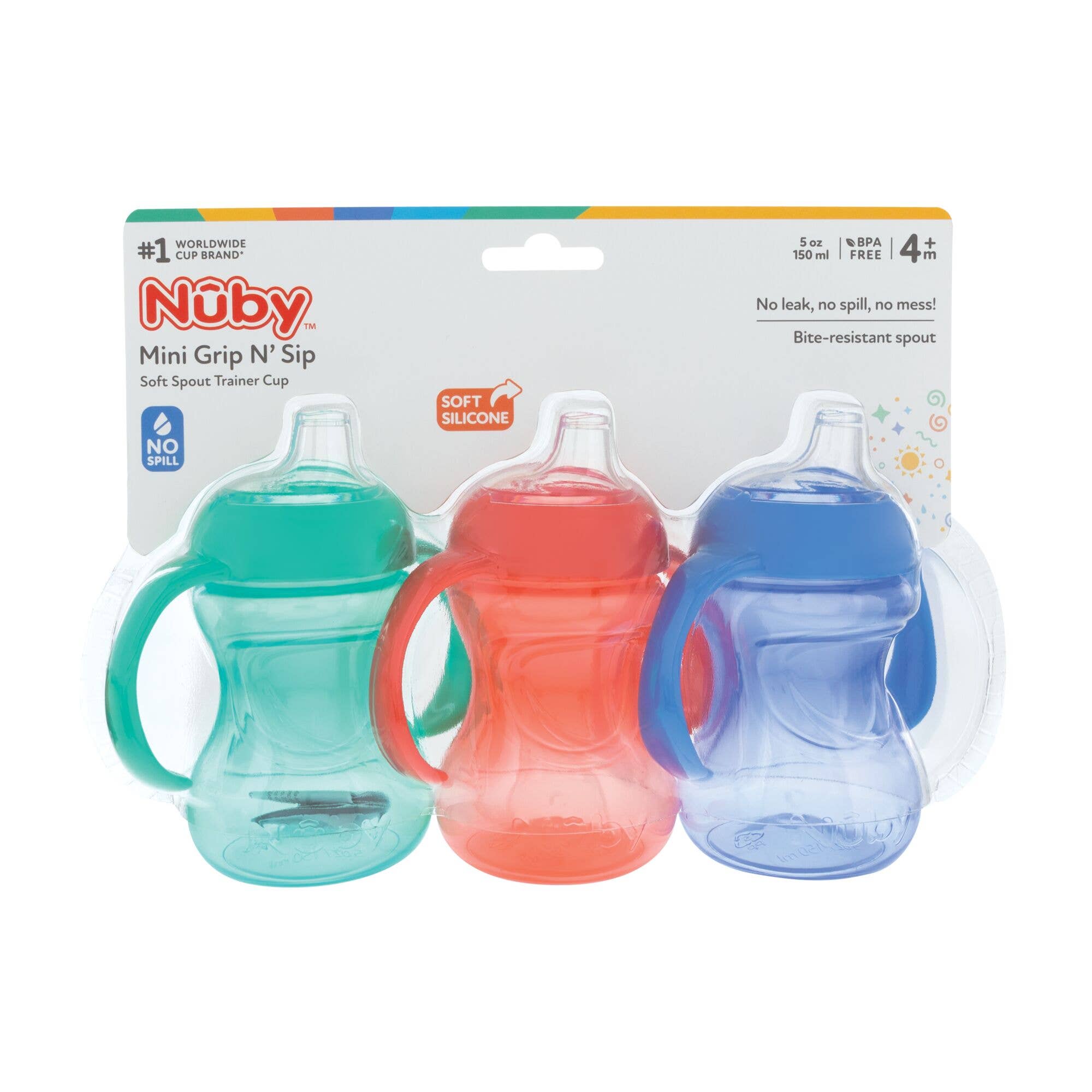 Nuby - Wholesale Drinking Glass/Cup - Nuby 3 Pack 6oz Mini No Spill Easy Grip Trainer Cups4