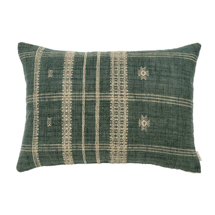 16x24 Bhujodi Wool Handloom Pillow, Denim for wholesale by INDABA HOME