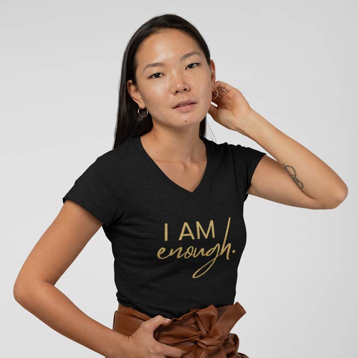 Collective Inspo By Design - Wholesale T-shirt (graphic) – women's - Womens' I Am Enough. You Are Enough. V-Neck T-Shirt2