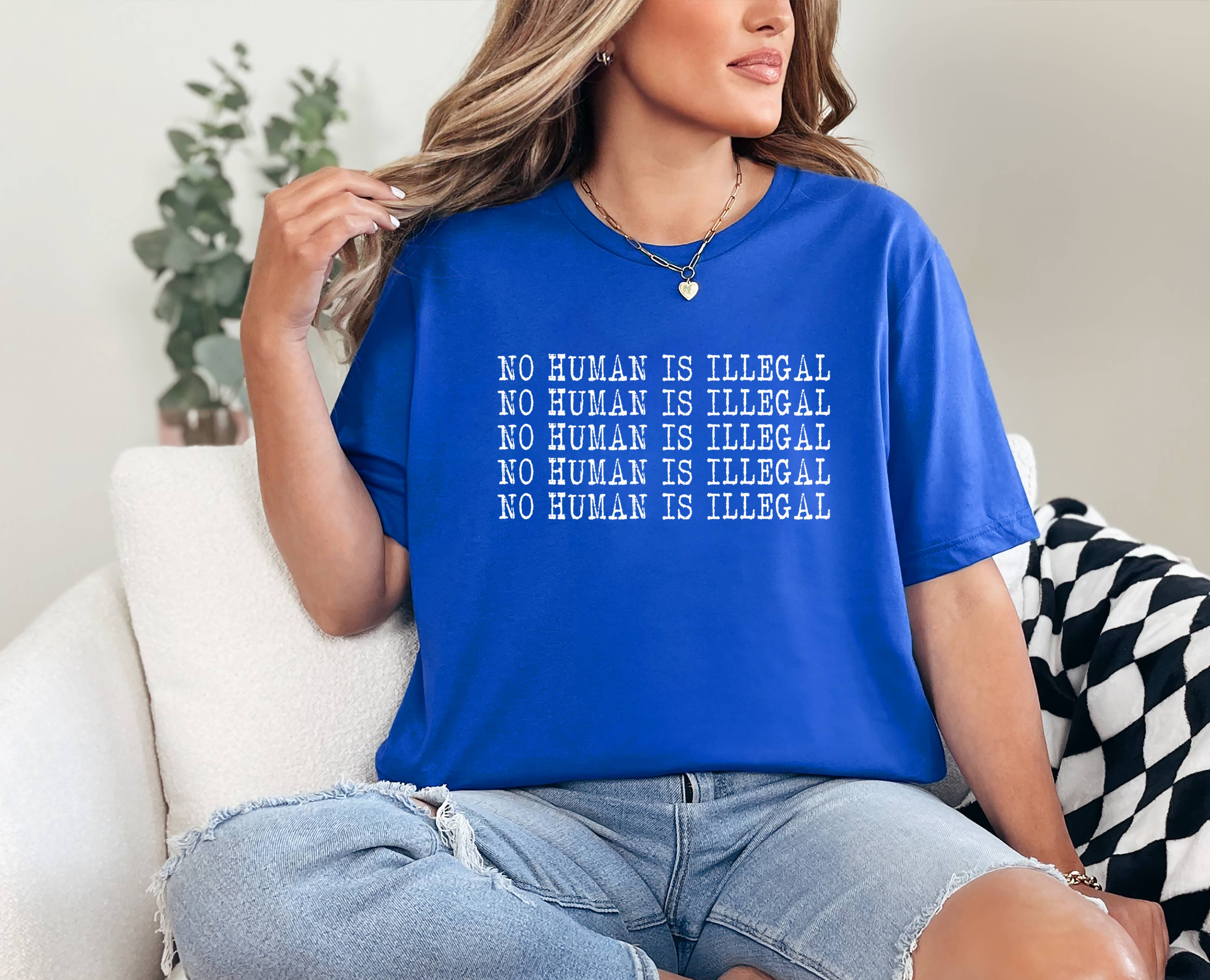 Tee Story - Wholesale Screen Printed T-Shirt - Women's - No Human Is Illegal Shirt, Political Shirt, Protest Shirt1