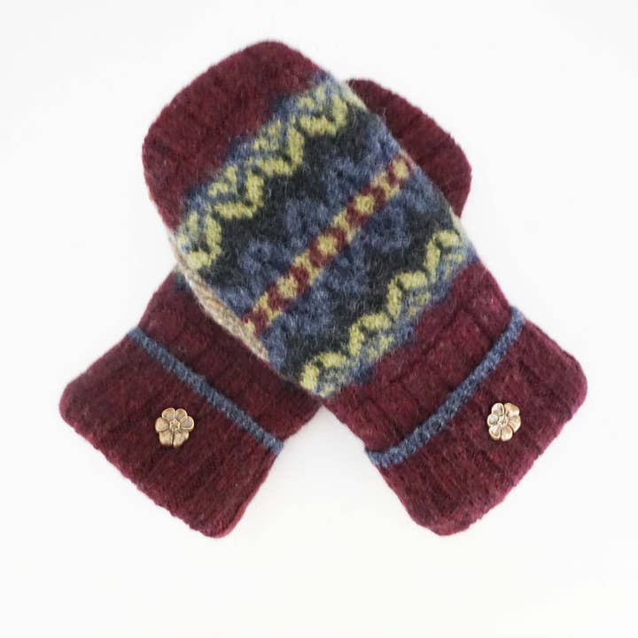 One Stitch Away - Wholesale Mittens - Women's - Felted Wool Mittens – Handmade, Upcycled & Lined for Warmth10