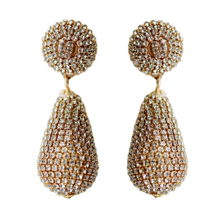 Rhinestone Wrapped Lido Drop Holiday Statement Earrings for wholesale by St Armands Designs of Sarasota