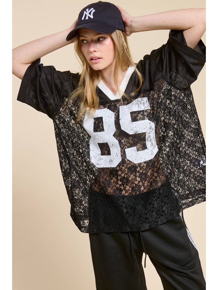 Mimosa - Wholesale T-Shirt (Graphic) - Women's - 85 Graphic Jersey Top with Lace Contrast2