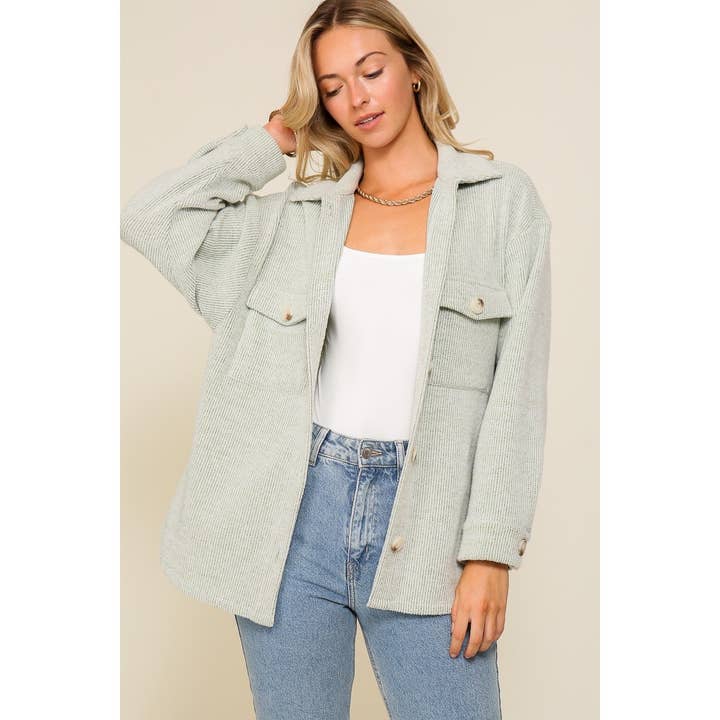 button down brushed waffle shaket that exudes warmth and sop for wholesale by Apolline