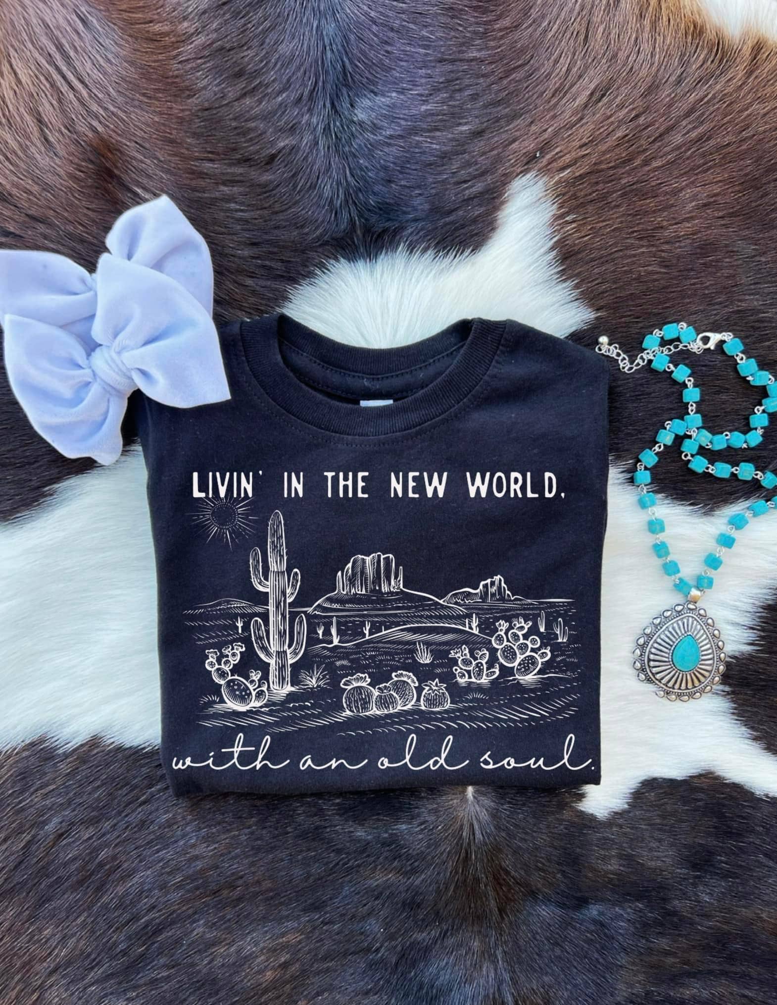 Buckin Baby Wholesale - Wholesale Screen Printed T-Shirt - Kids - Livin in the new world with an old soul0