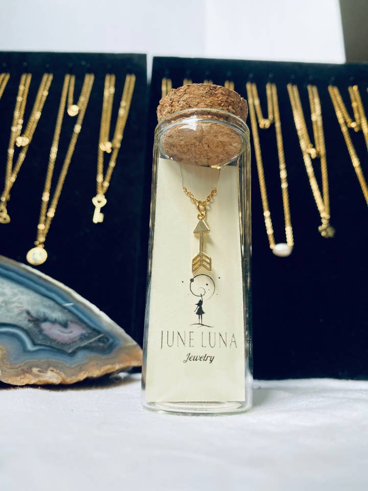 Gold Arrow Charm Necklace 🏹 for wholesale by June Luna Jewelry