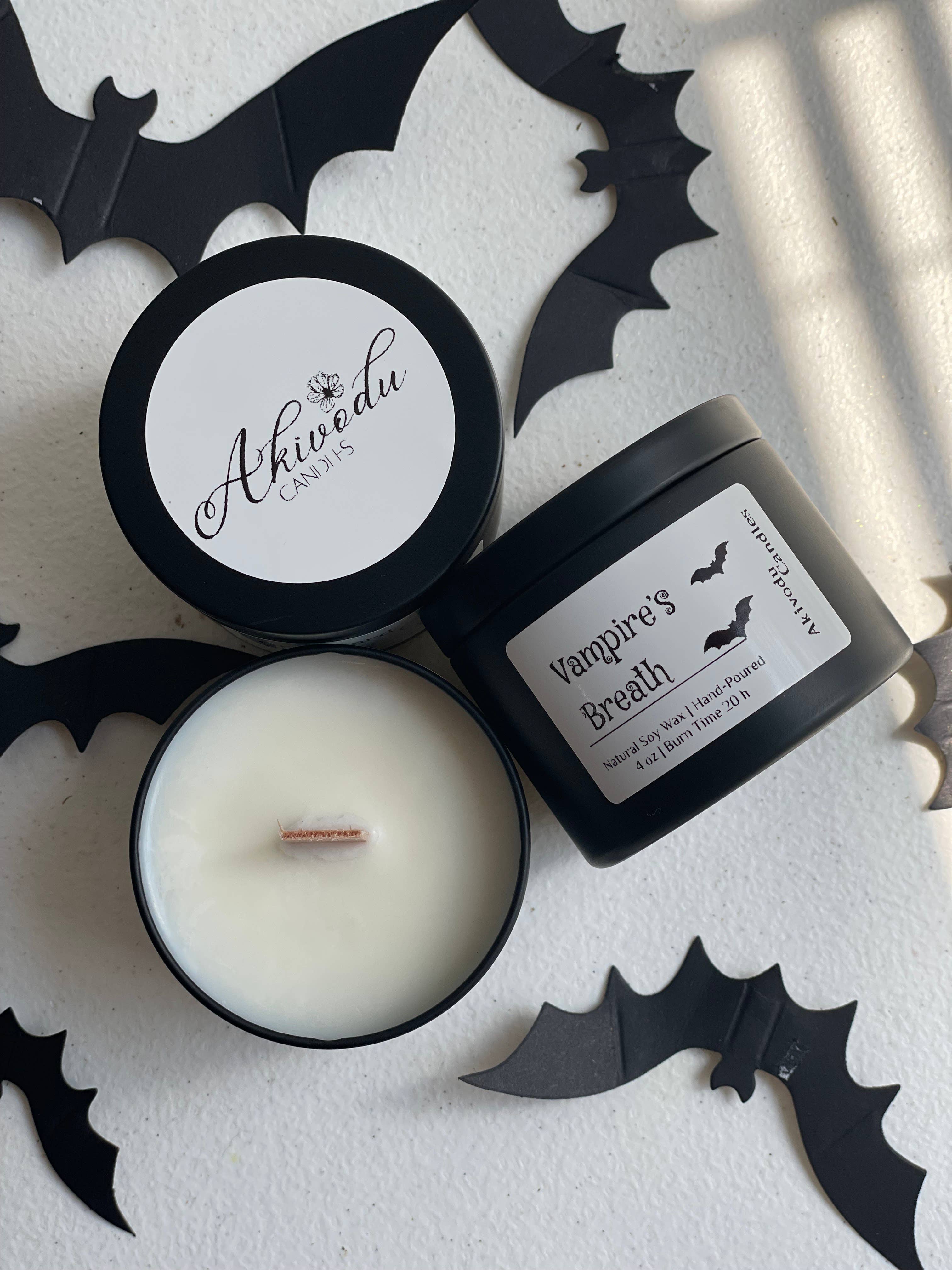 Akivodu Candles - Vendita all'ingrosso Candela in vasetto - Candela di Halloween al Profumo di Vampiro 4 oz - Stoppino in Cotone/Legno0