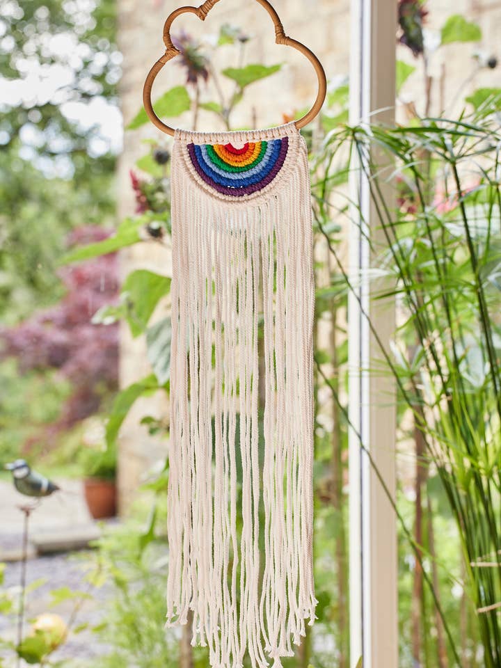 Rainbow Cloud Macrame Hanging Decoration for wholesale by Namaste