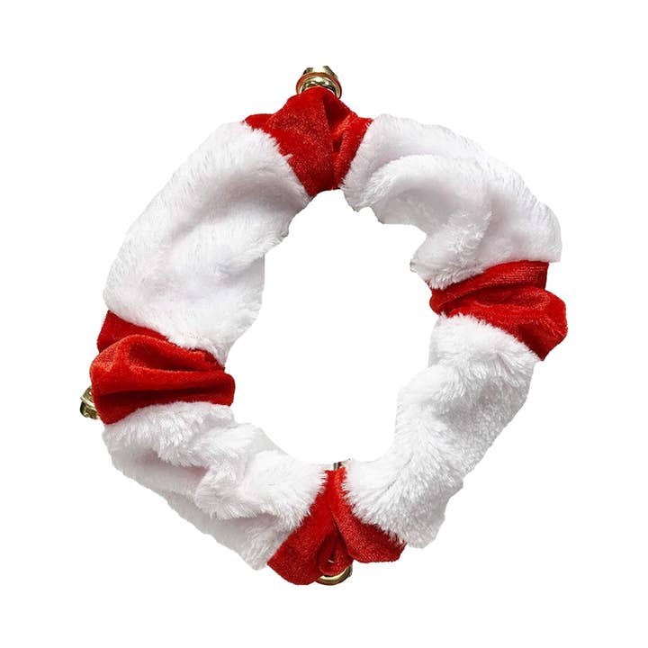 Midlee Designs - Wholesale Pet Collar - Cat/Dog - Midlee White/Red Christmas Plush Bell Collar
