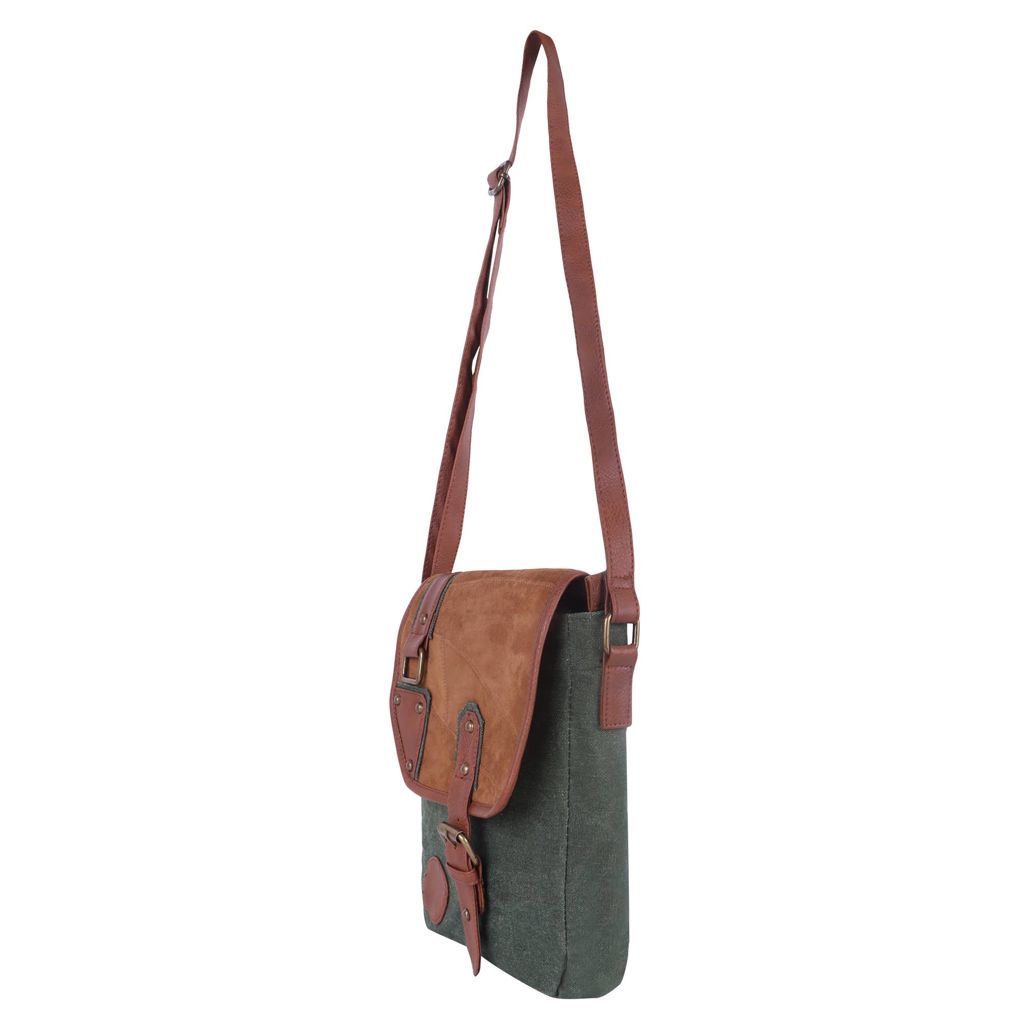 Vaan & Co. - Wholesale Crossbody Bag - Unisex - Trek Waxed Canvas & Upcycled Leather Messenger Crossbody Bag3