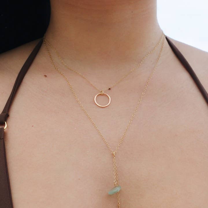 Salty But Sweet - Wholesale Pendant/charm necklace - Cowrie Shell & Sea Foam Glass Necklace in Gold6