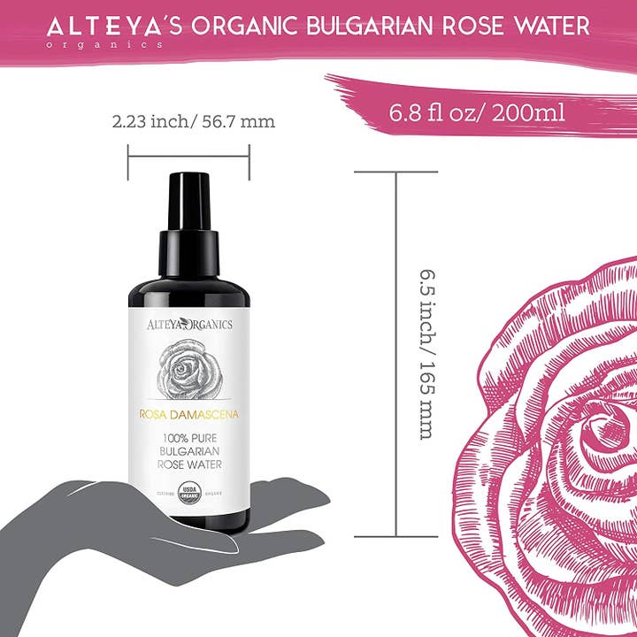 Alteya Organics - Wholesale Face & Body Mist/Water - Organic Bulgarian Rose Water 200 ml - Violet Glass