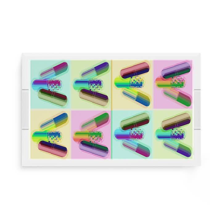 Ode To Hurst Psychedelic Acrylic Rectangle Decorative Tray for wholesale by Nicolette Mayer Collection