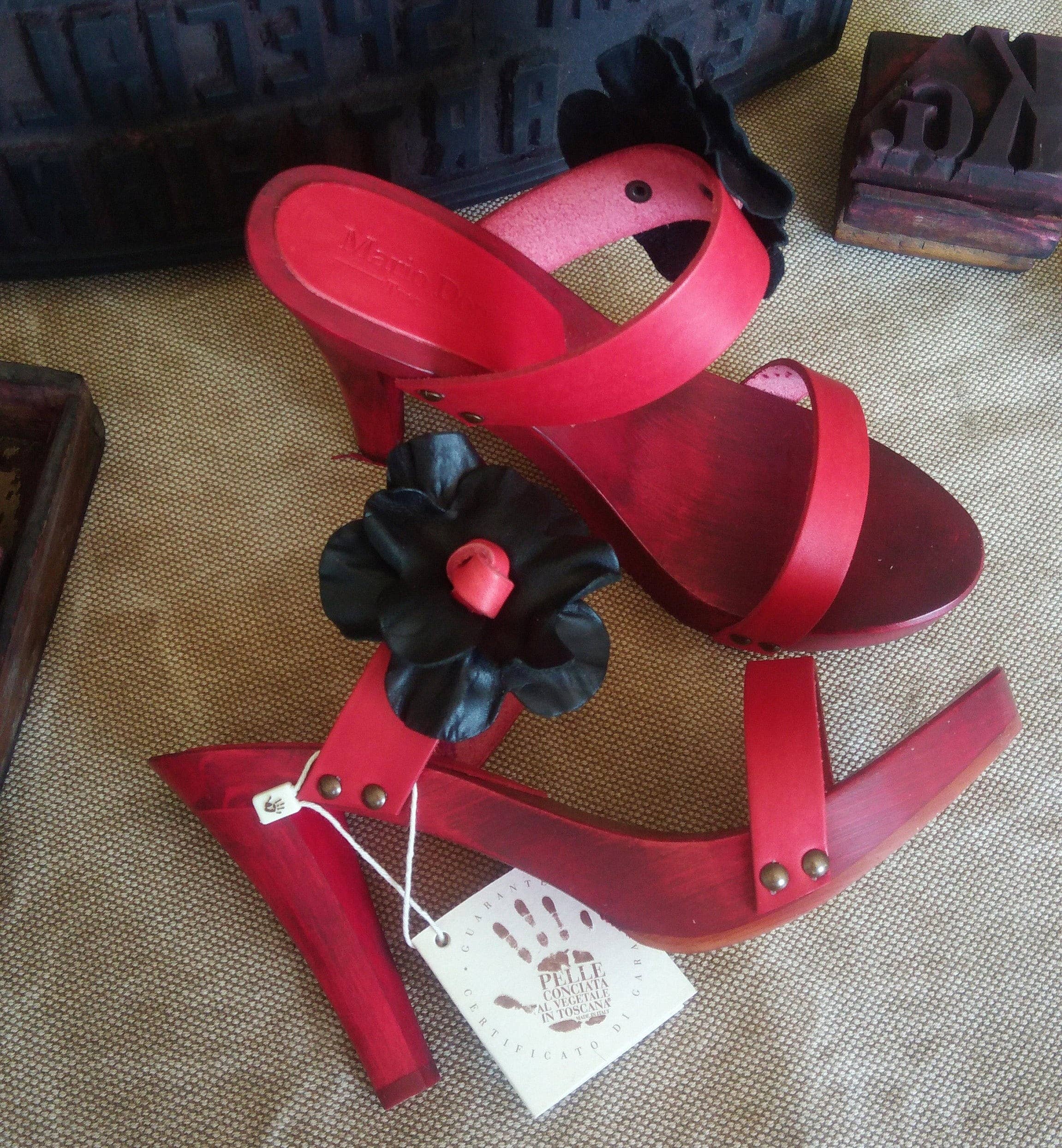 Mario Doni - Wholesale High Heels - Women's - Women's Clog in Vegetable-Tanned Leather, Wooden Clogs Heel #35