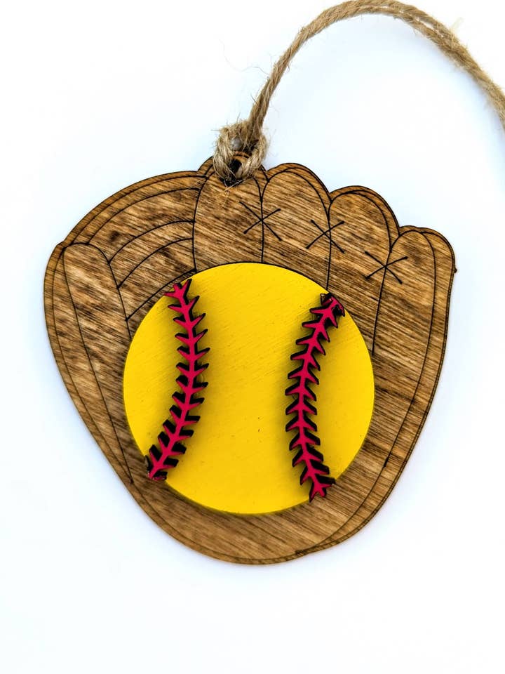 Softball Christmas Ornament for wholesale by The Little Ornament Shop