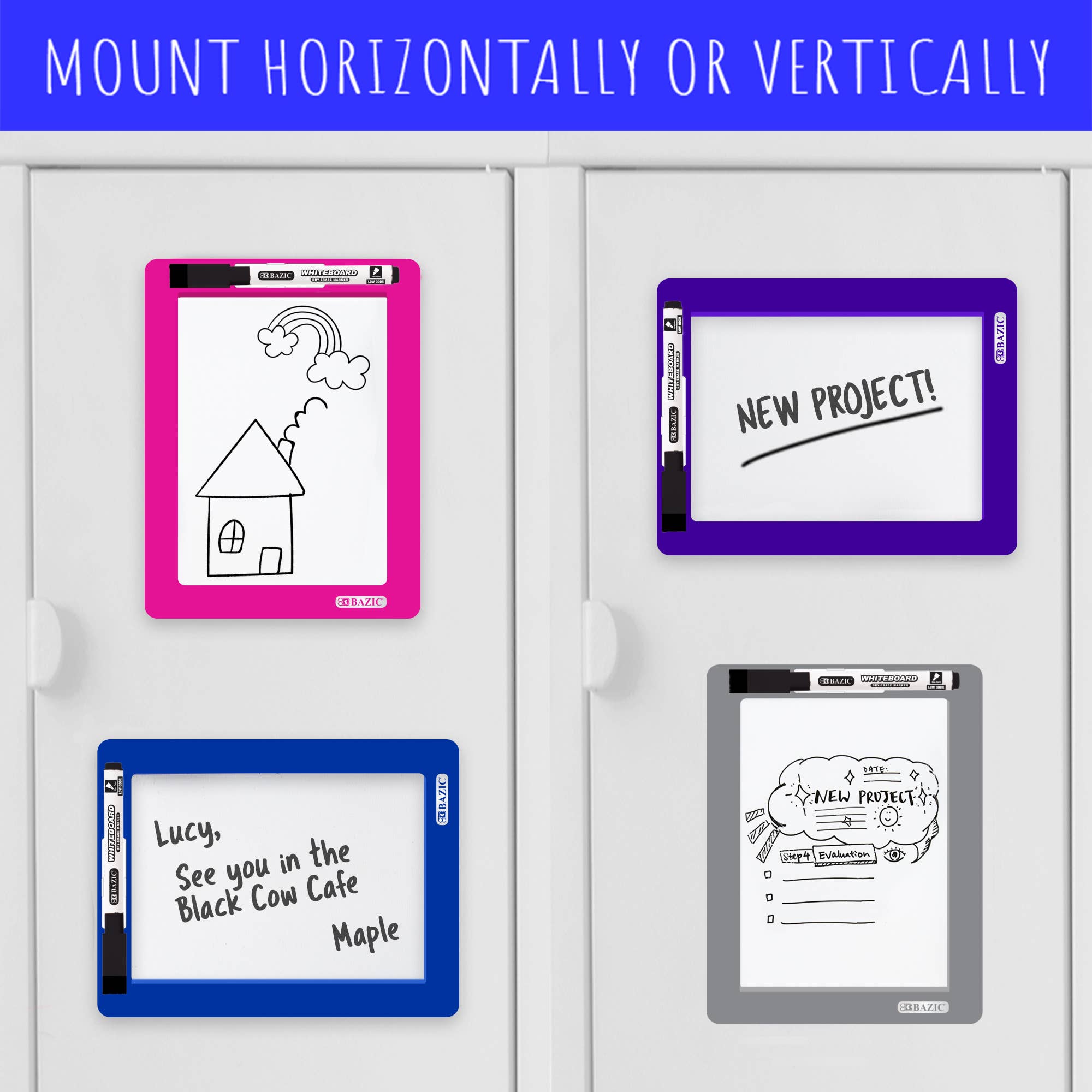 BAZIC Products - Wholesale Whiteboard/Dry-Erase Board - Magnetic Locker Dry Erase Board 5" X 7" w/ Marker2