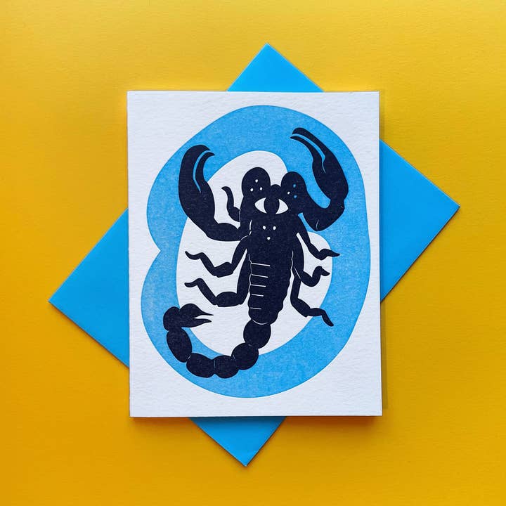 Scorpio - Zodiac Neon Greeting Card for wholesale by Pier Six Press