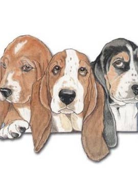 Basset Hound Magnet Wooden for wholesale by Pipsqueak Productions
