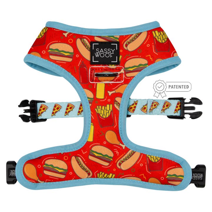 SASSY WOOF - Wholesale Pet Harness - Dog - Dog Reversible Harness - One Hot Pupperoni (Food)
