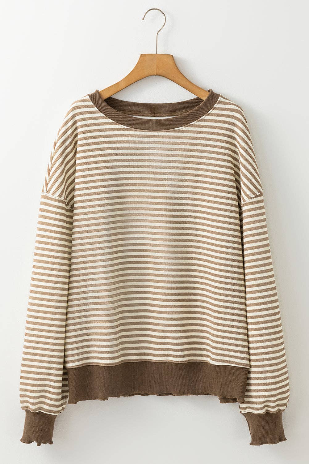Threaded Pear - Wholesale Knit Top - Women's - Angie Stripe Loose Drop Shoulder Long Sleeve Top6