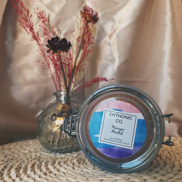 La note de Chthonic Co. Gommage mangue pêche 5oz pour la vente par Chthonic Co.