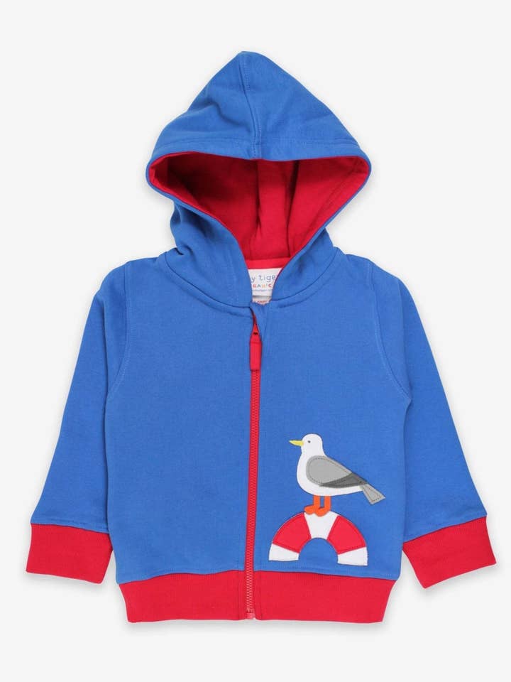 Veste à capuche pour enfant en coton bio avec application de mouettes pour la vente par Toby Tiger GmbH