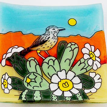 Pampeana - Wholesale Decorative Plate/Dish/Bowl - Cactus Flower Square Plate / Dish